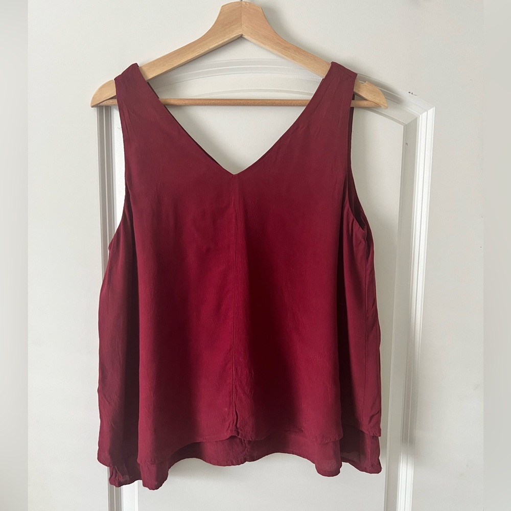Loft Cranberry Dress V-Neck Layered Tank